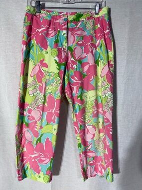Lilly Pulitzer Pink, Green & Blue Floral Capri Pants Size 10P